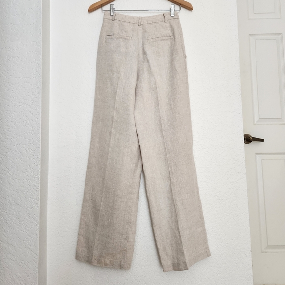 Reformation  Mason linen Wide-Leg  Pants In Oatmeal. - Picture 5 of 7